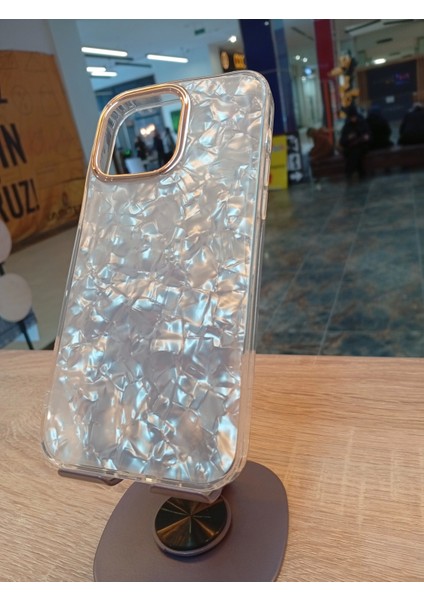 iPhone 14 Pro Max Uyumlu Mermer Desen Hologram Sert Silikon Kapak Kamera Çerçevesi Bakır Renkli Kılıf fiyatları