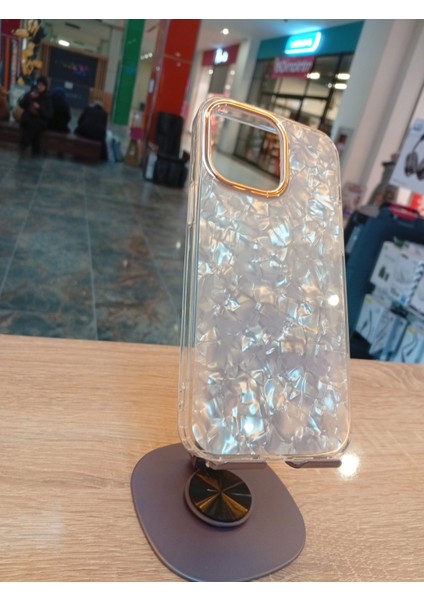 iPhone 14 Pro Max Uyumlu Mermer Desen Hologram Sert Silikon Kapak Kamera Çerçevesi Bakır Renkli Kılıf indirimleri