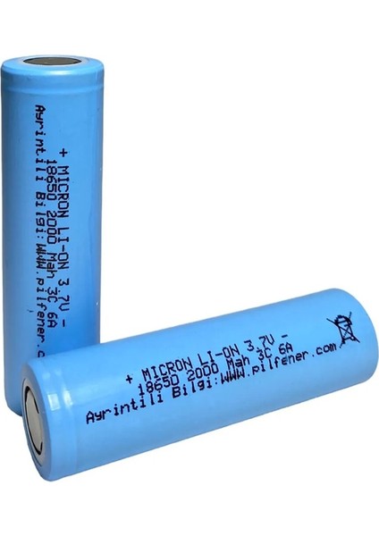 18650 3.7V 2000MAH 5c 10A Şarj Edilebilir Başsız Pil 2Li Paket