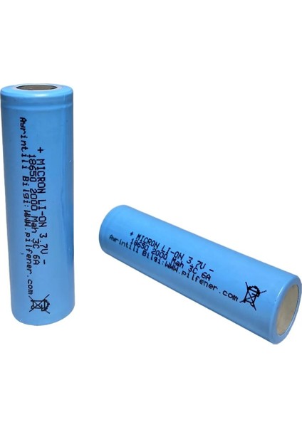 18650 3.7V 2000MAH 5c 10A Şarj Edilebilir Başsız Pil 2Li Paket