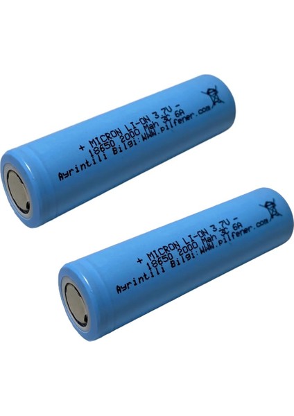 18650 3.7V 2000MAH 5c 10A Şarj Edilebilir Başsız Pil 2Li Paket