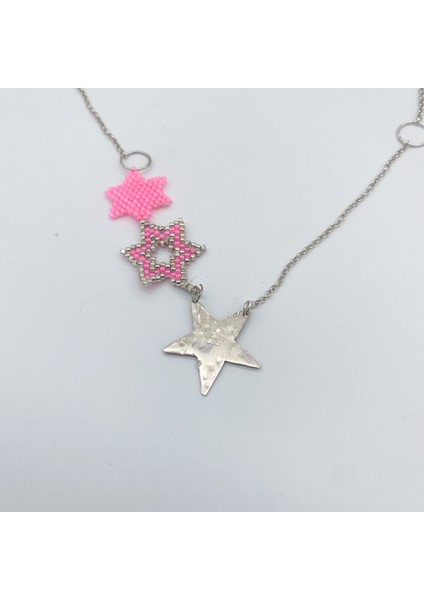 Izjewel Pembe Miyuki Yıldız 925 Ayar Gümüş Kolye modelleri