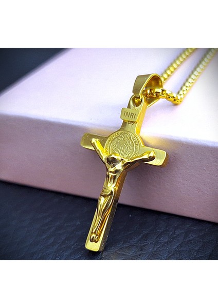 Voyageaccessory Altın Renk Paslanmaz Çelik Minimal Boy Haç Kolye modelleri