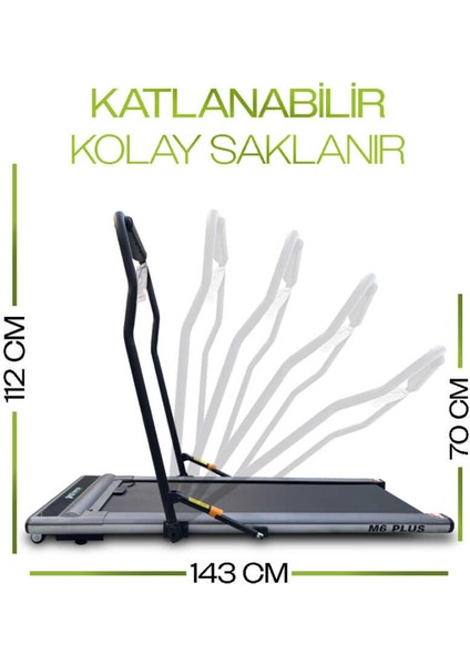 M6 Plus Uzaktan Kumandalı Yürüme ve Koşu Bandı LED Ekran, Kolay Kurulum, Katlanabilir, 0-8km