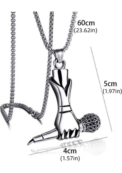 Voyageaccessory Paslanmaz Çelik Müzisyen Mikrofon Dj Kolye /60 cm Zincirli fırsatları
