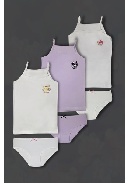 Pamuklu 3'lü Kız Çocuk Atlet Külot Çamaşır Takımı