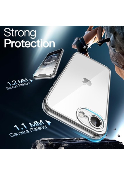 Apple iPhone 16E Kılıf Kamera Çıkıntılı Korumalı Renksiz Yumuşak Şeffaf Silikon Kapak