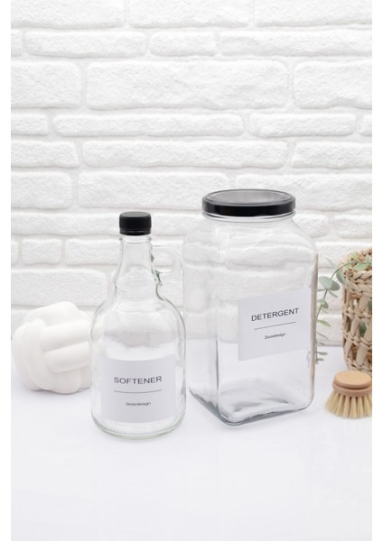 Deterjan Kavanozu 3000ML ve Galon Yumuşatıcı Şişesi 1000ML Cam