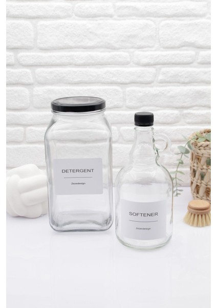 Deterjan Kavanozu 3000ML ve Galon Yumuşatıcı Şişesi 1000ML Cam
