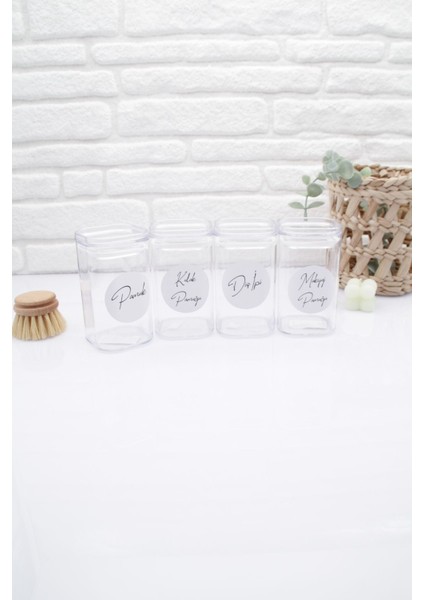 4'lü Pamuk & Kulak Pamuğu & Makyaj Pamuğu & Diş Ipi Kavanozu Seti 250 ml
