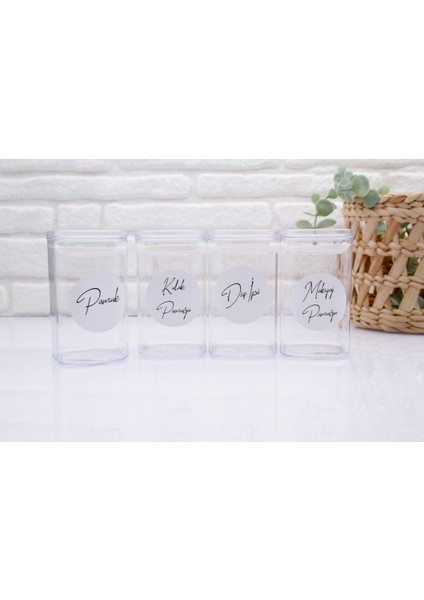 4'lü Pamuk & Kulak Pamuğu & Makyaj Pamuğu & Diş Ipi Kavanozu Seti 250 ml
