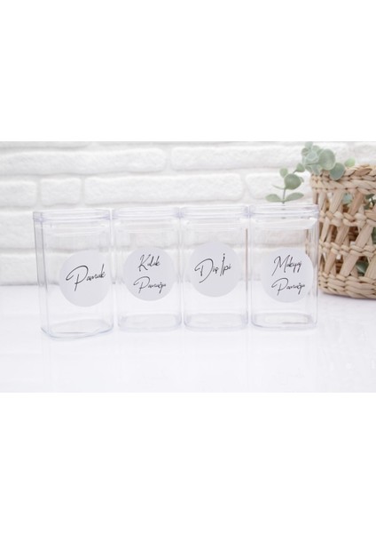 4'lü Pamuk & Kulak Pamuğu & Makyaj Pamuğu & Diş Ipi Kavanozu Seti 250 ml