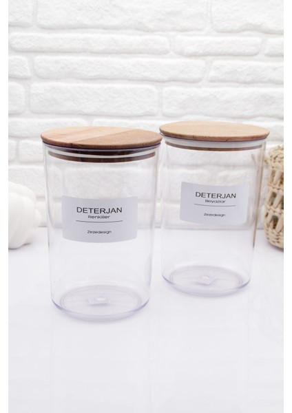 Ahşap Vakumlu Kapak Sert Plastik Çamaşır Deterjanı Kavanozu (Beyazlar ve Renkliler Için)