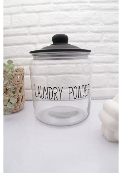 Siyah Kapaklı Dekoratif Cam Deterjan Kavanozu (Vakum Kapaklı 3800ML)