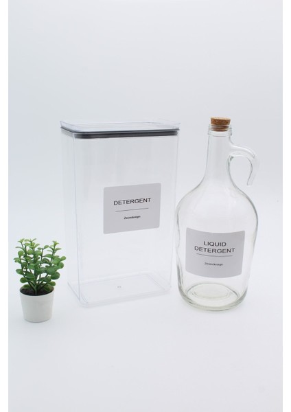 Dekoratif Saklama Kabı 2.9 Litre - (Detergent-Lıquıd Detergent 1.5litre)
