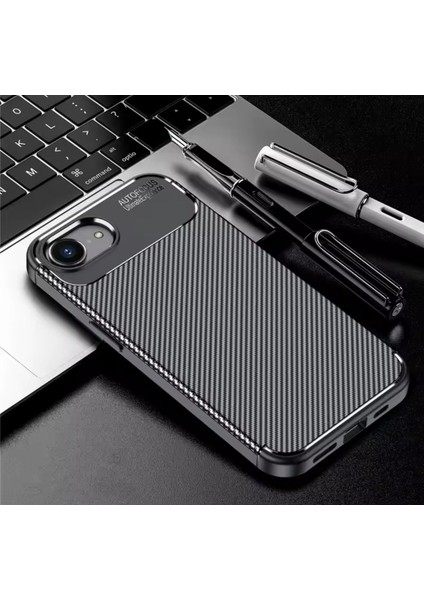 Apple iPhone 16E Kılıf Kamera Çıkıntılı Karbon Desenli Renk Atmaz Koruyucu Negro Kapak