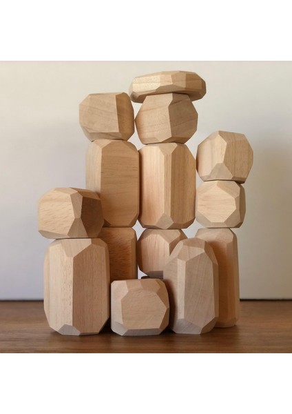 Ahşap Denge ve Yapı Taşları Seti | Montessori ve Waldorf Uyumlu | Yaratıcı ve Eğitici Oyun