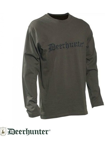 D. Deerhunter Logo Yeşil Uzun Kollu Tişört Beden : fırsatları