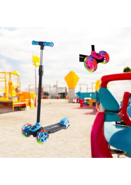Işıklı Tekerlekli Çocuk Scooter-Mavi/pembe