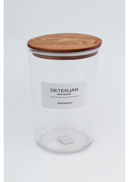 Ahşap Vakumlu Kapak Sert Plastik Çamaşır Deterjanı Kavanozu (Beyazlar Için) modelleri
