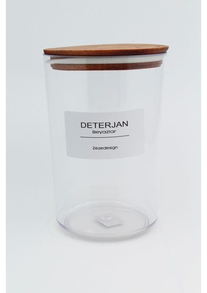 Ahşap Vakumlu Kapak Sert Plastik Çamaşır Deterjanı Kavanozu (Beyazlar Için) fırsatları