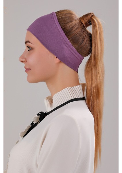 Kadın Tesettür Dikişsiz Silikonlu Kaymaz Bandana Spor Bone Mor