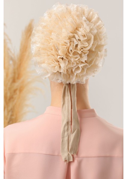 Kadın Tesettür 3'lü Fırfırlı Dikişli Bone Bej indirimleri