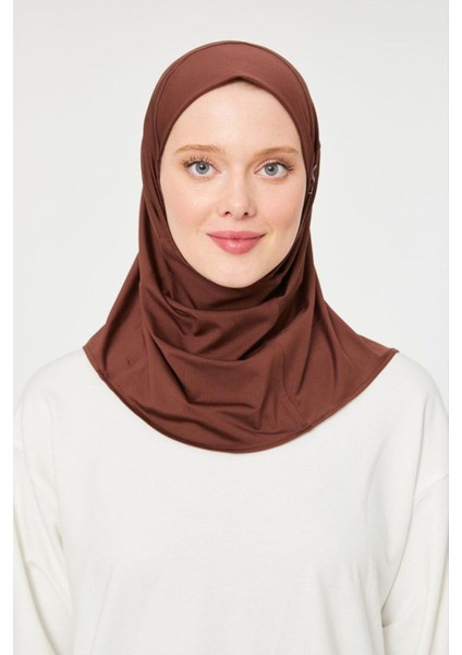 Kadın Tesettür Hijab Deniz Havuz Spor Uyumlu Bone Kahverengi