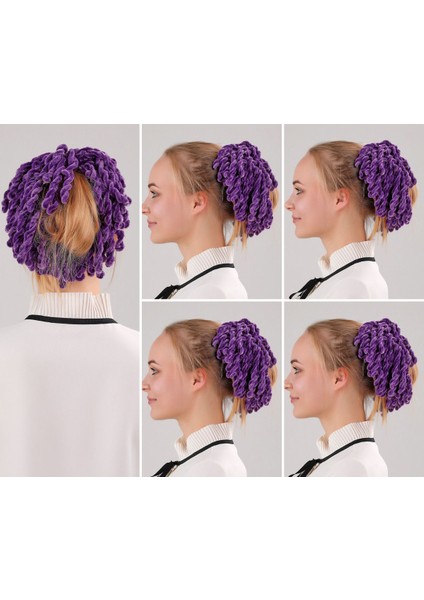 Kadın Tesettür 5'li Topuz Tokası Eşarp Tokası Kadife Eşarp Topuzu Mor