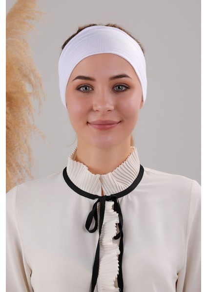 Kadın Tesettür Dikişsiz Silikonlu Kaymaz Bandana Spor Bone Beyaz modelleri