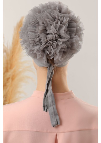 Kadın Tesettür 5'li Fırfırlı Dikişli Bone Gri indirimleri