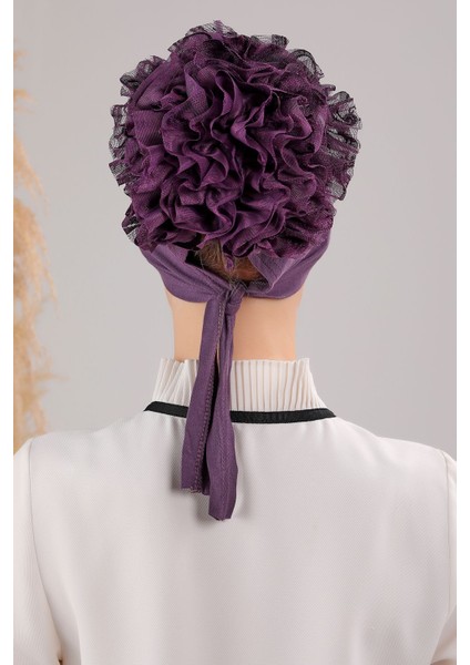 Kadın Tesettür 5'li Fırfırlı Dikişli Bone Mor indirimleri