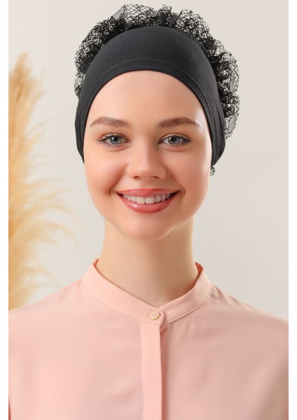 Kadın Tesettür 5'li Fırfırlı Dikişli Bone Siyah fiyatları