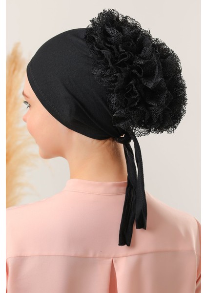 Kadın Tesettür 5'li Fırfırlı Dikişli Bone Siyah fırsatları