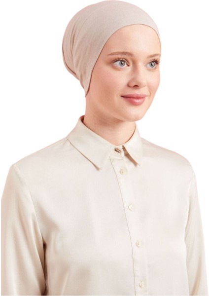 Kadın Tesettür Pratik Hazır Geçme Bone Taş Rengi