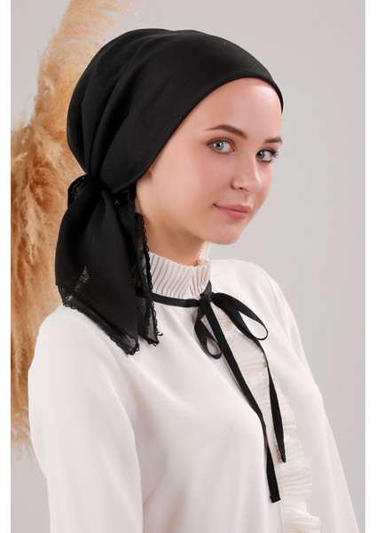 Kadın Tesettür 5'li Iç Başörtüsü Pamuklu Siyah