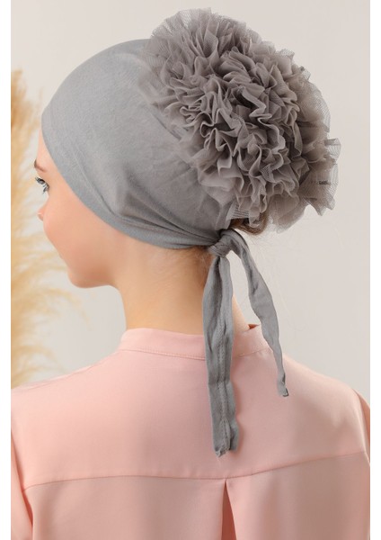 Kadın Tesettür 10'lu Fırfırlı Dikişli Bone Gri fırsatları