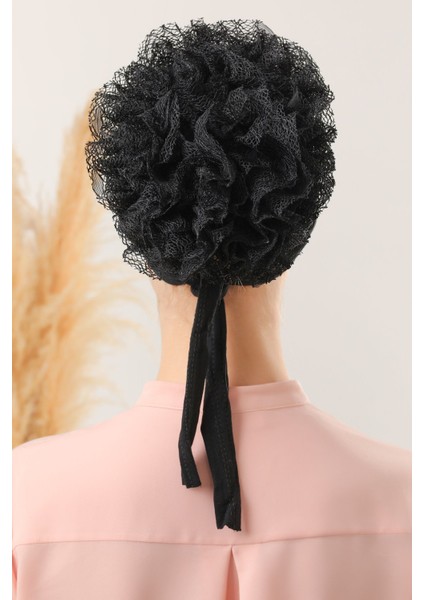 Kadın Tesettür 3'lü Fırfırlı Dikişli Bone Siyah fırsatları