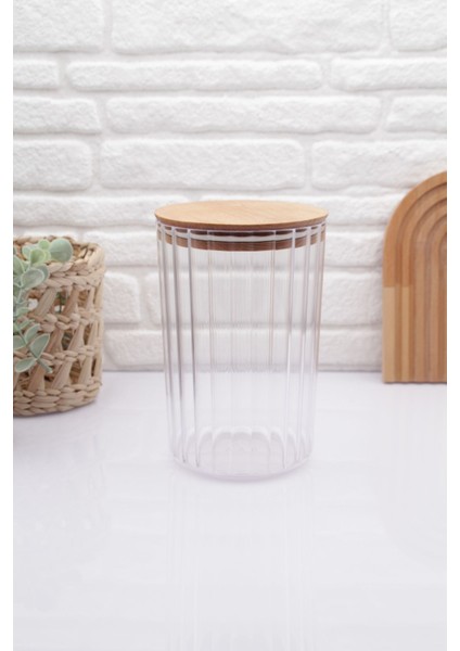 Ahşap Kapaklı Şeffaf Oval Kavanoz 2200ML