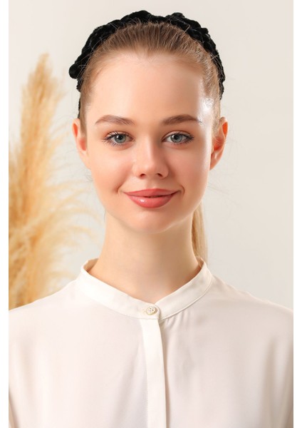 Kadın Tesettür 5'li Topuz Tokası Eşarp Tokası Kadife Eşarp Topuzu Siyah fiyatları