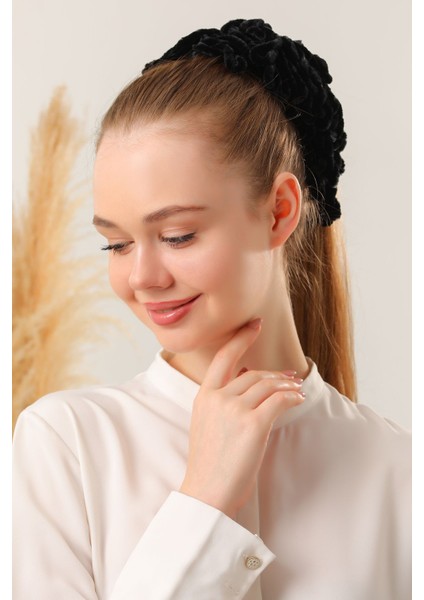 Kadın Tesettür 5'li Topuz Tokası Eşarp Tokası Kadife Eşarp Topuzu Siyah modelleri