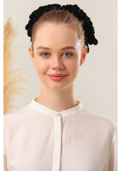 Kadın Tesettür 5'li Topuz Tokası Eşarp Tokası Kadife Eşarp Topuzu Siyah indirimleri