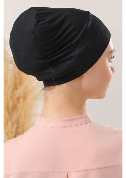 Kadın Tesettür Pratik Hazır Geçme Bone Geçmeli Bone Siyah fırsatları