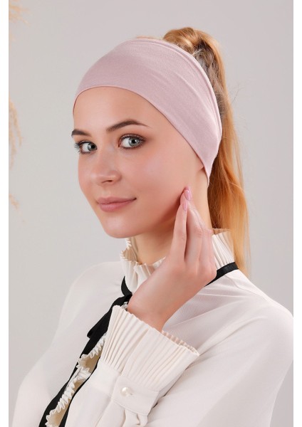 Kadın Tesettür Dikişsiz Silikonlu Kaymaz Bandana Spor Bone Pudra fiyatları