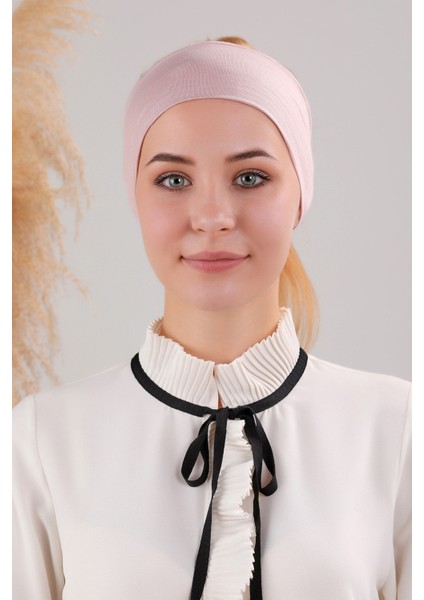 Kadın Tesettür Dikişsiz Silikonlu Kaymaz Bandana Spor Bone Pudra modelleri