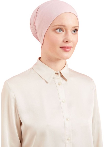 Kadın Tesettür Pratik Hazır Geçme Bone Pudra