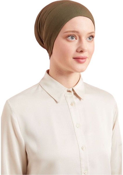Kadın Tesettür Pratik Hazır Geçme Bone Haki