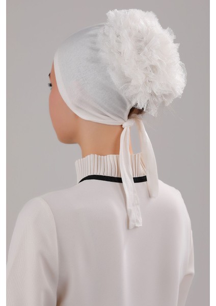 Kadın Tesettür 3'lü Fırfırlı Dikişli Bone Ekru fırsatları