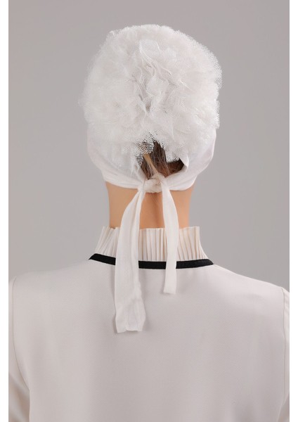 Kadın Tesettür 3'lü Fırfırlı Dikişli Bone Ekru indirimleri