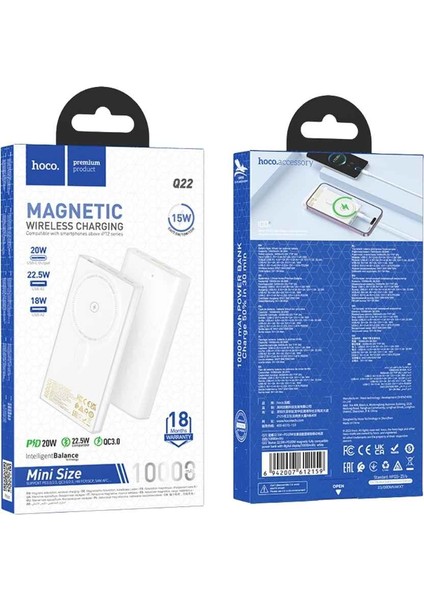 Q22 10.000 mAh Pd 22.5W Hızlı Şarj Destekli Magsafe Özellkli Powerbank
